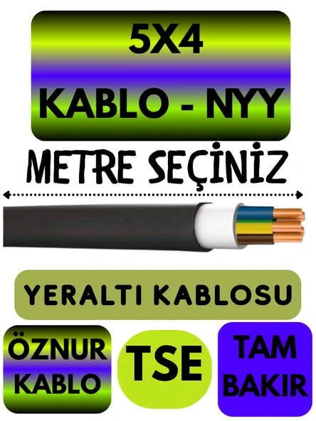 Öznur 5X4 NYY (Yeraltı Kablosu) Metre Seçenekli ürün görseli 1