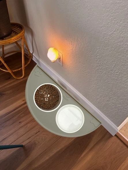 Silikon Mama Matı Havuzlu Yıkanabilir Kaymaz Evcil Hayvan Beslenme Matı Kedi Köpek Paspası 50X25 CM BEJ RENK ürün görseli 1
