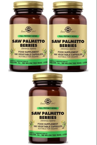 Solgar Saw Palmetto Berries 100 Kapsül 3 Adet ürün görseli 1