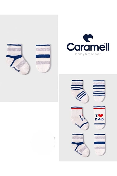 Caramell Pamuklu Erkek Bebek 3'lü Çorap 0-3 Ay CRML.COE2122 ürün görseli 1