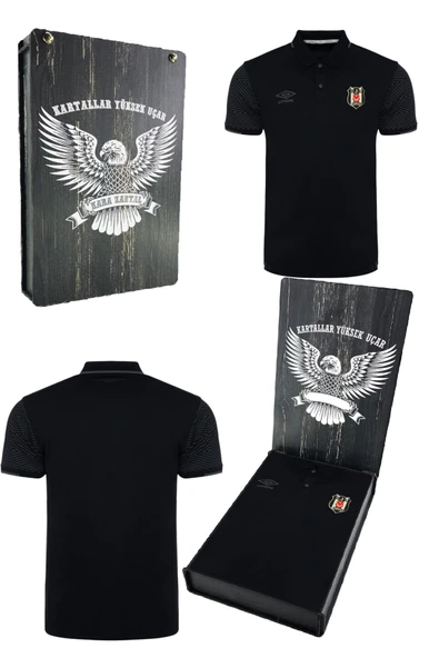Beşiktaş Orijinal Lisanslı Lazer Baskılı Polo Yaka Siyah Spor T-Shirt ürün görseli 1