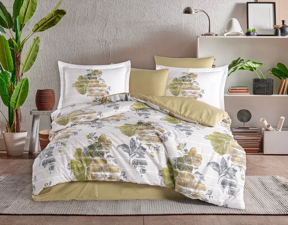Hobby Çift Kişilik Poplin Nevresim Sara Yeşil ürün görseli 1