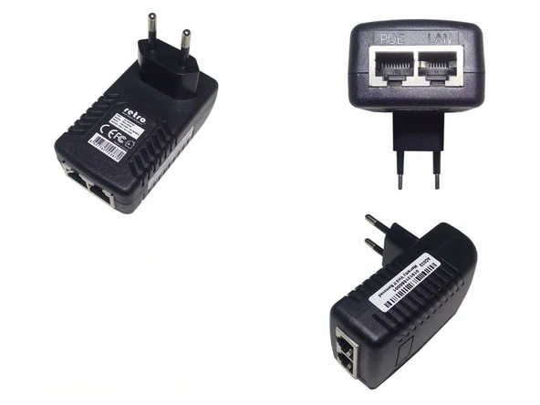 PTZ IP Kameralar İçin 24V 1A 24W POE Ethernet Adaptör RETRO ürün görseli 1