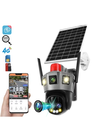 Venas Full HD 8mp 12.000 Mah Solar Panelli 10x Dijital zoom'lu Sim kart ile çalışan Güvenlik kamerası ürün görseli 1