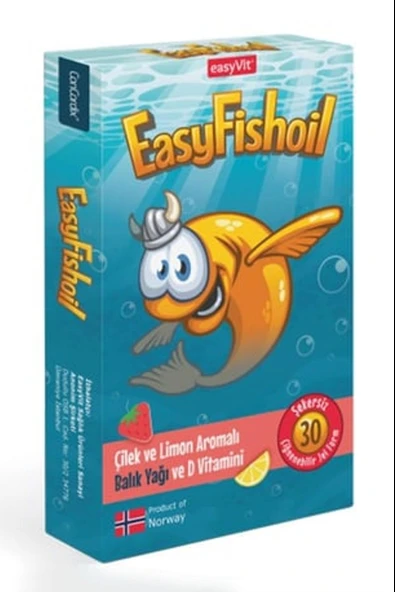 EasyFishoil Çocuk Çilek ve Limon Aromalı 30 Çiğneme Tableti ürün görseli 1