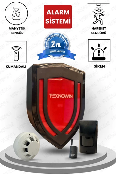 Venas Profesyonel Kablosuz Alarm Sistemi – Manyetik + Hareket + Duman Sensörlü ürün görseli 1