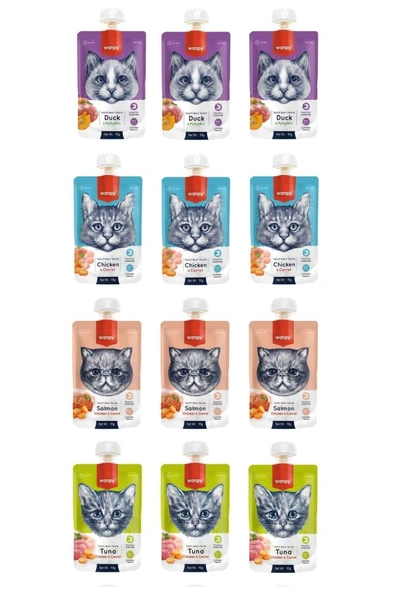 4 Çeşit Karma Kedi Et Ezmesi 90 Gr. X 12 Adet ürün görseli 1