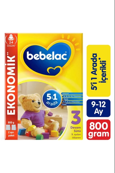 Bebelac 3 Devam Sütü 9 Ay+ 800 gr ürün görseli 1