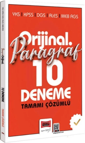 YKS KPSS DGS ALES MEB AGS Orijinal Paragraf Tamamı Çözümlü 10 Deneme Yargı Yayınları ürün görseli 1