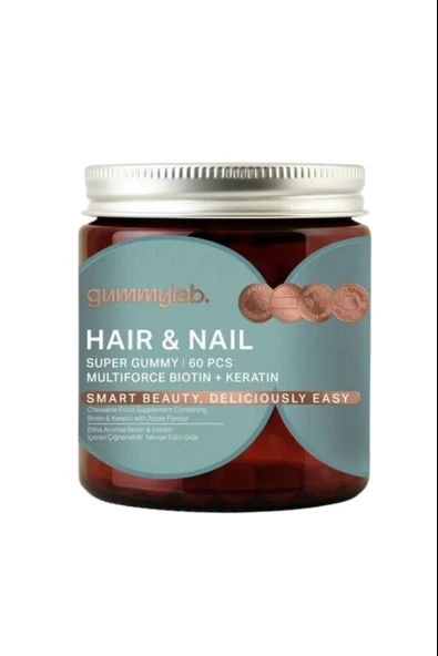 Gummy Lab Hair & Nail Elma Aromalı 60 Gummies ürün görseli 1