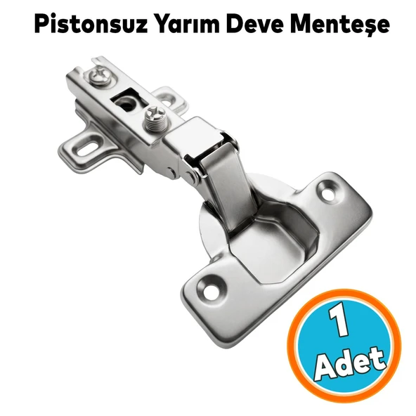 Yarım Deve Boynu Pistonsuz Mobilya Dolap Kapak Menteşesi Krom Renk ürün görseli 1