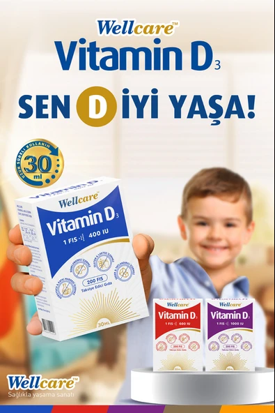 Wellcare Vitamin D3 1000 IU 30 ml - Resim 3