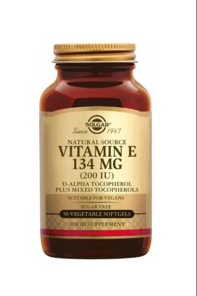 Solgar Vitamin E 200 IU 50 Vegetable Softgel ürün görseli 1