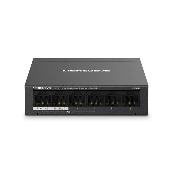 Tp-Link Mercusys MS106LP 4 Port 10-100 Mbps Poe+ 2 Port 10-100 Mbps Uplink Switch Metal Kasa ürün görseli 1