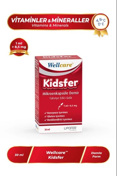 Wellcare Kidsfer Mikroenkapsüle Demir Takviye Edici Gıda 30 ml ürün görseli 1