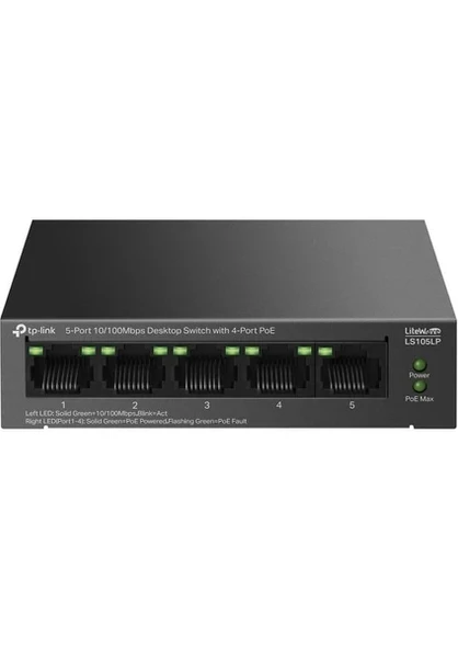 TP-Link LS105LP 4 Port Poe+ 10-100 Mbps Switch Metal Kasa ürün görseli 1