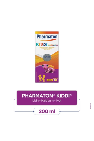 Pharmaton Kiddi Growth Kalsiyum Vitamin D İyot İçeren Takviye Edici Gıda Meyve Aromalı Şurup 200 ml ürün görseli 1