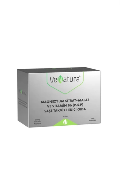 VeNatura Magnezyum Sitrat + Malat ve Vitamin B6 (P-5-P) 30 Saşe ürün görseli 1