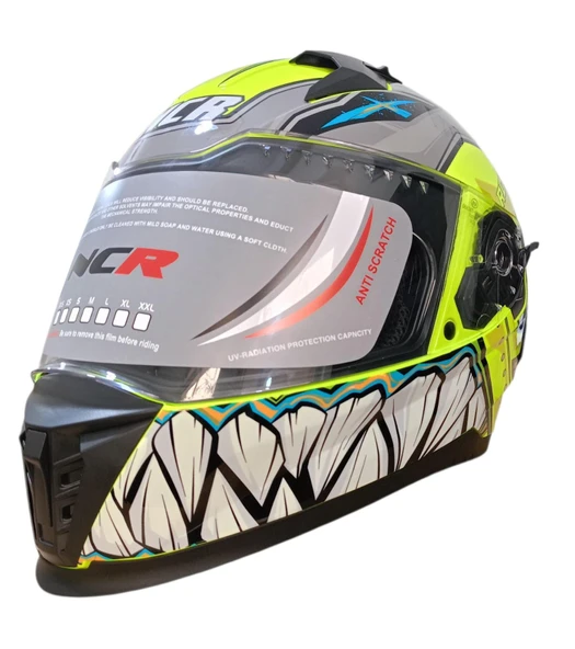 NCR KASK KAPALI VİSÖRLÜ M69 ECE22-06 BELGELİ SARI ROBOTİK DİZAYN ürün görseli 1