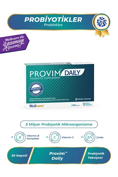 Wellcare Provim Daily Probiyotik Takviye Edici Gıda 30 Kapsül ürün görseli 1