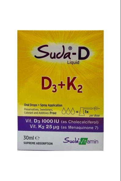 Suda Vitamin D3+K2 Sprey Damla 30 ml ürün görseli 1