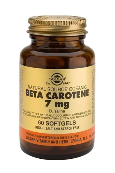 Solgar Beta Carotene 7 mg 60 Kapsül ürün görseli 1