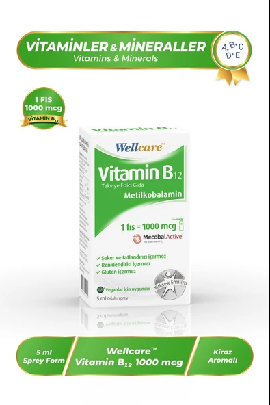 Wellcare Vitamin B12 1000 mcg Sprey 5 ml ürün görseli 1