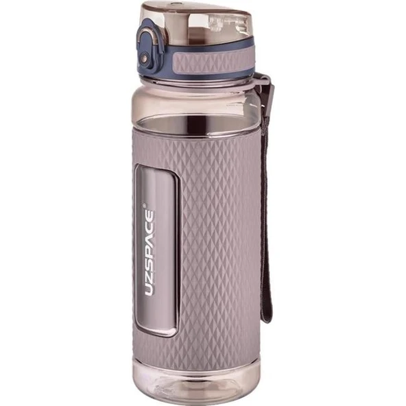 Uzspace 800ml Tritan Su Matarası Silikon Korumalı Kaydırmaz Gövde Kahverengi ürün görseli 1