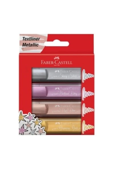 Faber Castell Faber Fosforlu Kalem Metalik Renkler 4 Lü Set (f154640) ürün görseli 1