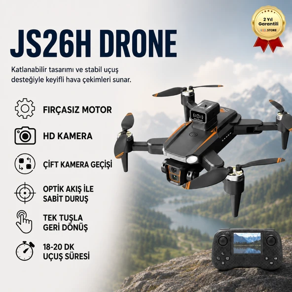 JS26H Drone, Fırçasız, Katlanabilir, Akıllı HD Kamera Uzaktan Kumandalı Drone ürün görseli 1