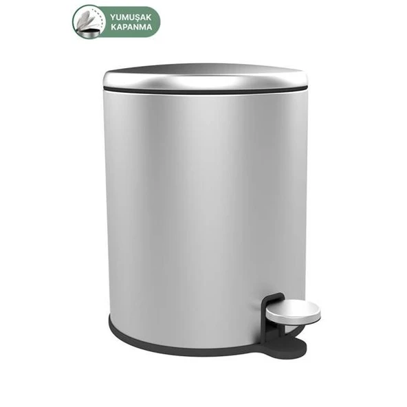 Primanova Cigo Pedallı Çöp Kovası 6Lt Mat Krom - Resim 3