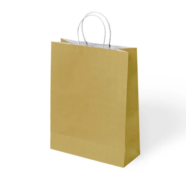 Büküm Saplı Kraft Kağıt Çanta 25x31x12 cm Pakette 24 Ad ürün görseli 1