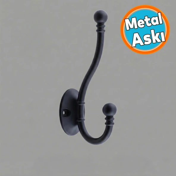 Vestiyer Portmanto Dolap Askılık Askılığı Duvar Banyo Mutfak Elbise Kıyafet Askısı Siyah Askı ürün görseli 1