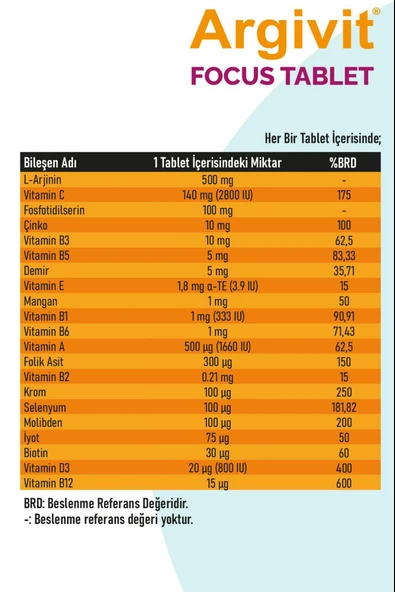 Argivit Focus 30 Tablet 2 Adet - Resim 6