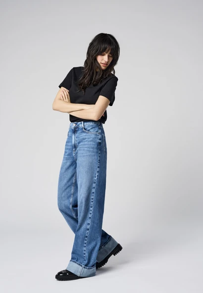 ONLY Bayan Geniş Paça Yüksek Bel Kot Pantolon 15325823 ürün görseli 1