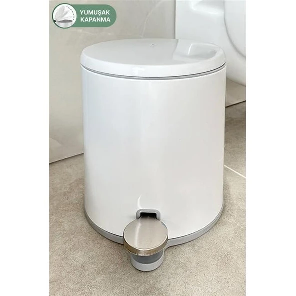 Primanova Cigo Pedallı Banyo Mutfak Çöp Kovası 6 Lt Beyaz ürün görseli 1