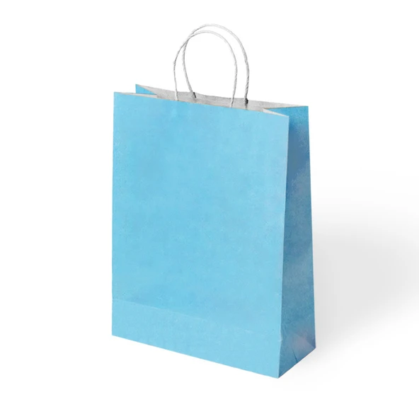 Büküm Saplı Kraft Kağıt Çanta 25x31x12cm Pakette 24 Ad ürün görseli 1