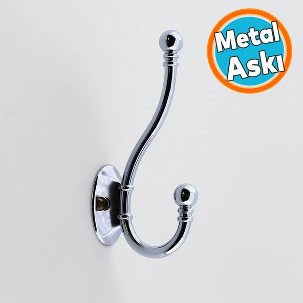 Metal Askı Gümüş Vestiyer Portmanto Dolap Askılık Askılığı Duvar Banyo Mutfak Elbise Kıyafet Askısı ürün görseli 1