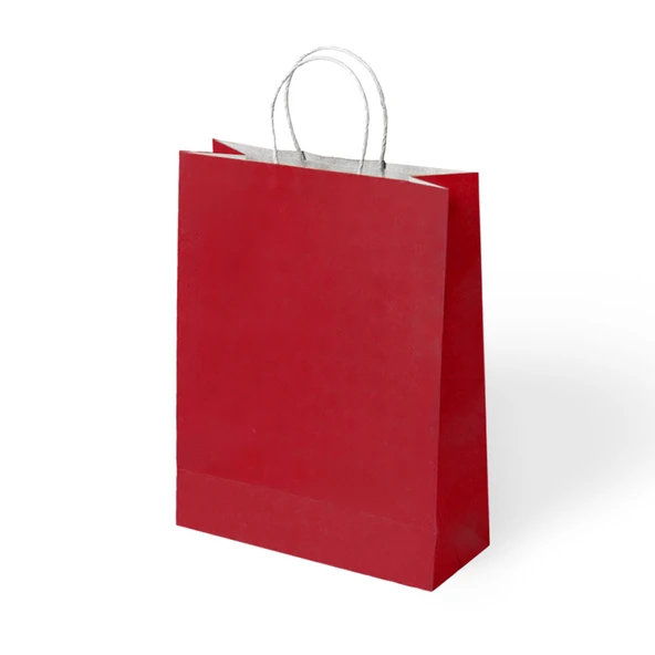 Büküm Saplı Kraft Kağıt Çanta 25x31x12cm Pakette 24 Ad ürün görseli 1