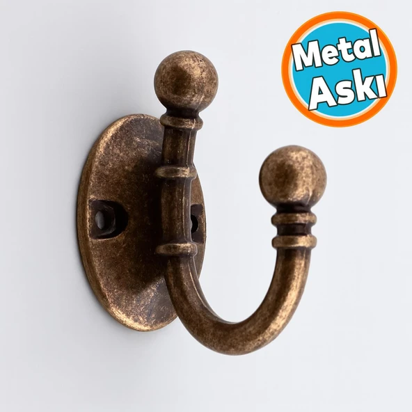 Metal Askı Antik Bakır Vestiyer Dolap Askılık Askılığı Duvar Banyo Mutfak Elbise Çanta Askısı ürün görseli 1