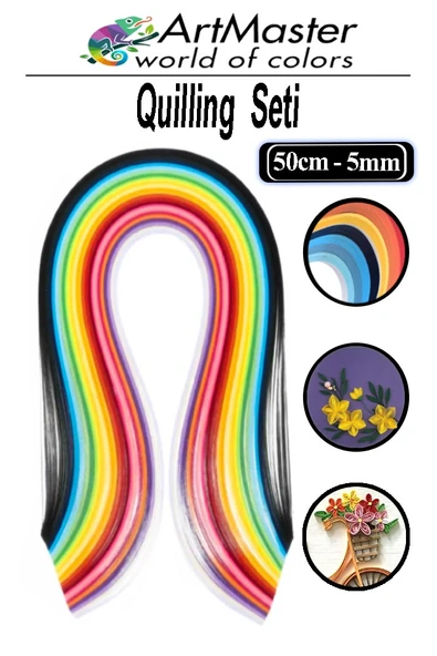 Quilling Seti İnce 5 mm 1 Paket Karışık Renkli Quling Kağıt Katlama Kıvırma Sanatı Telkari Kuiling ürün görseli 1