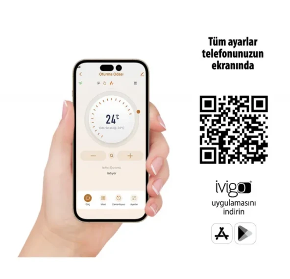 İVİGO EPK4590E20W Dijital Profesyonel Konvektör 2000 WATT Beyaz WİFİ ürün görseli 1