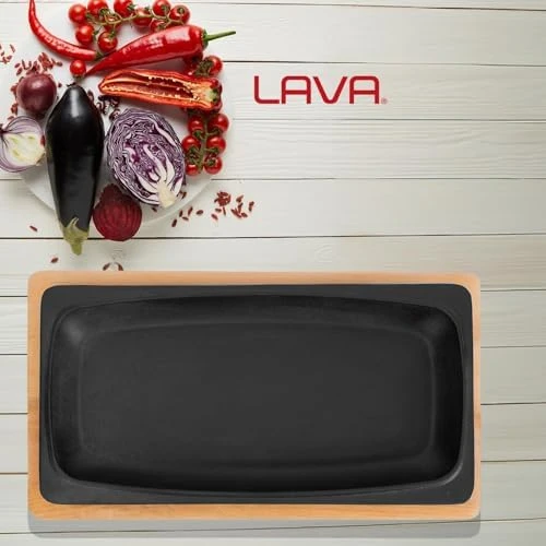 Lava Döküm Servis Tabağı, 30x15 cm Ahşap Altlı - LV AS 172 ürün görseli 1