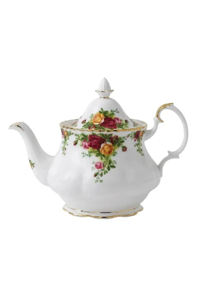 Royal Albert Old Country Roses Çiçek Desenli Kraliyet İngiliz Porselen Altın Yaldızlı Asil Çay Potu/Çaydanlık ürün görseli 1
