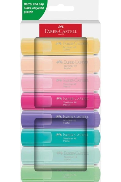 Faber Castell 46 Fosforlu Kalem 46 Pastel Renkler 2024-2025 Sezonu 8'li ürün görseli 1