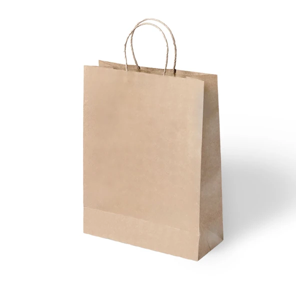 Büküm Saplı Kraft Renk Kağıt Çanta31x41x12 cm  Pakette 24 Ad. ürün görseli 1