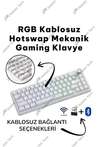 Black Gradiant RGB Kablosuz Hotswap Mekanik Gaming Klavye Oyuncu Klavye ürün görseli 1
