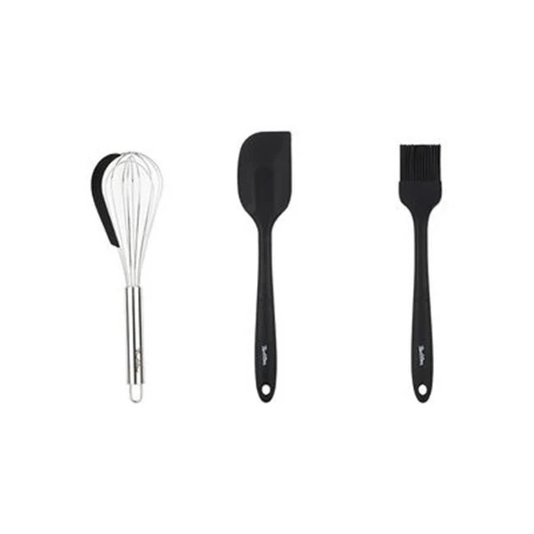 Tantitoni Füme Renkli 3lü Silikon Spatula, Fırça Ve Çırpıcı Seti ürün görseli 1