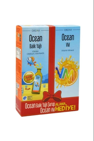 Ocean Portakallı Balık Yağı Şurubu 150 ml + Ocean Vm Şurup 150 ml Hediye ürün görseli 1