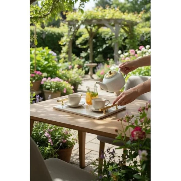 Akayev Traverten Altın Florya 30x20 cm Tepsi ürün görseli 1